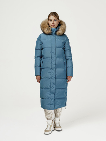 Пальто пуховое Эстери Nordic Goose мех ЧБК (Женский; 46; Серо-Голубой)